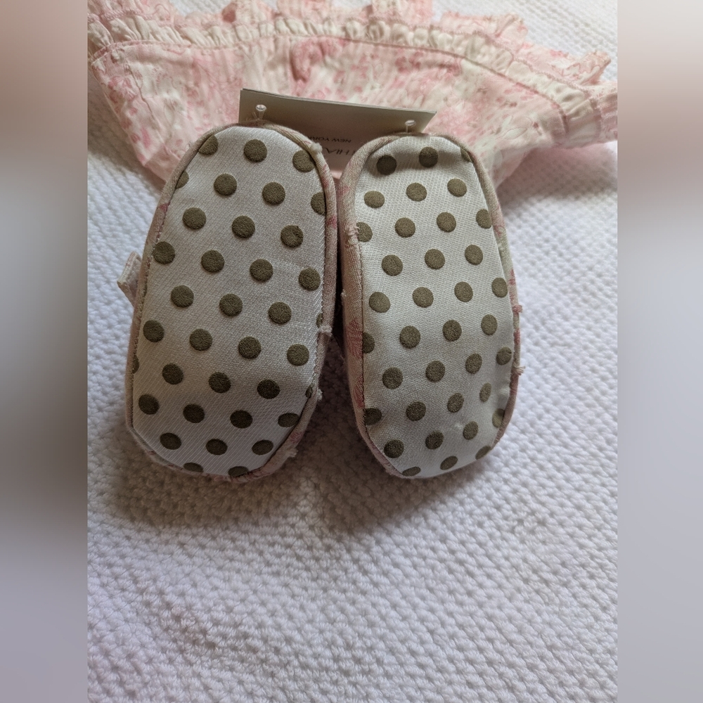 ✨HP✨NWT Cynthia Rowley Pink/Soft White Bunny Print Baby Dress Set Size 3-6months - Picture 6 of 10